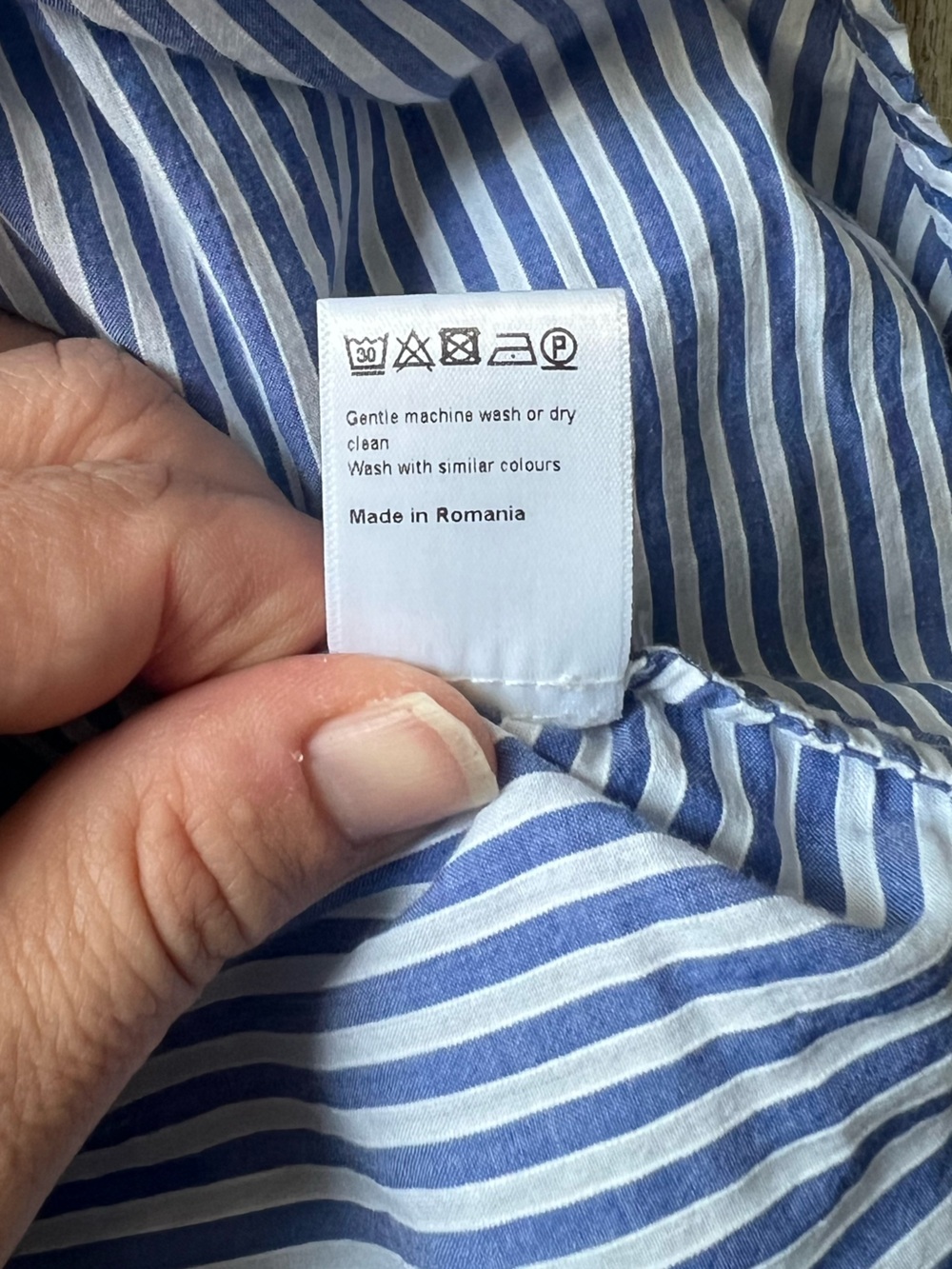 ME+EM Lightweight Cropped Boxy Button Down Shirt Blue Stripe size 10 - Picture 7 of 10